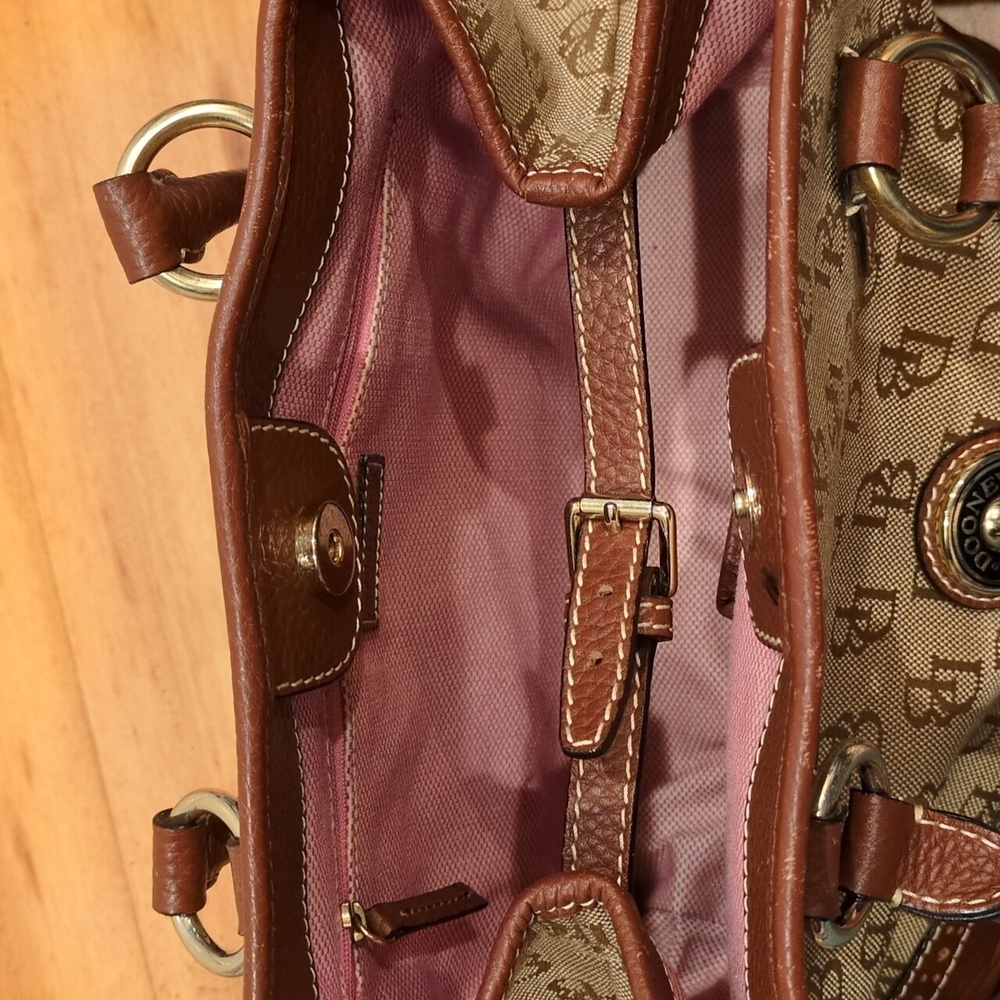Dooney & Bourke GUC Canvas Monogram Brown Tote Purse COA & Registration Card - Picture 8 of 15